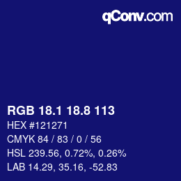 カラーコード: RGB 18.1 18.8 113 | qconv.com