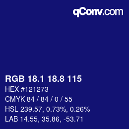 カラーコード: RGB 18.1 18.8 115 | qconv.com
