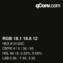 Color code: RGB 18.1 18.8 12 | qconv.com
