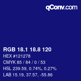 カラーコード: RGB 18.1 18.8 120 | qconv.com