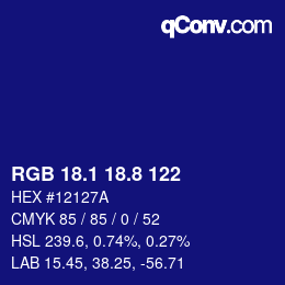 カラーコード: RGB 18.1 18.8 122 | qconv.com