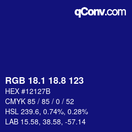 カラーコード: RGB 18.1 18.8 123 | qconv.com