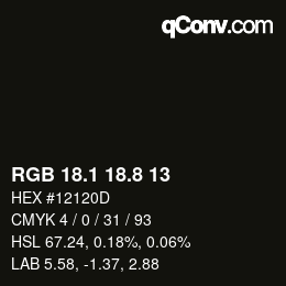 Color code: RGB 18.1 18.8 13 | qconv.com
