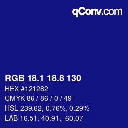 カラーコード: RGB 18.1 18.8 130 | qconv.com