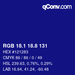 カラーコード: RGB 18.1 18.8 131 | qconv.com