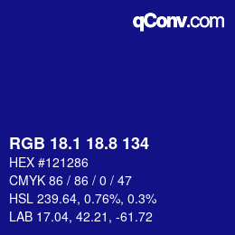 カラーコード: RGB 18.1 18.8 134 | qconv.com