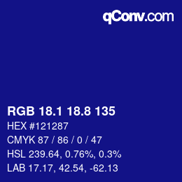 カラーコード: RGB 18.1 18.8 135 | qconv.com
