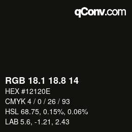 カラーコード: RGB 18.1 18.8 14 | qconv.com