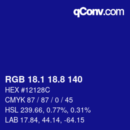 カラーコード: RGB 18.1 18.8 140 | qconv.com