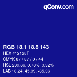 カラーコード: RGB 18.1 18.8 143 | qconv.com