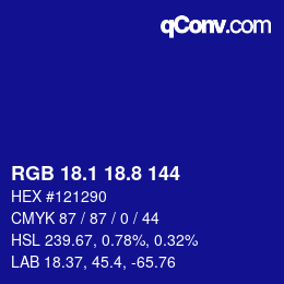 カラーコード: RGB 18.1 18.8 144 | qconv.com