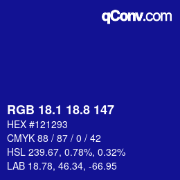 カラーコード: RGB 18.1 18.8 147 | qconv.com