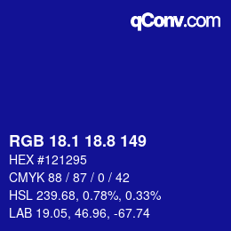 カラーコード: RGB 18.1 18.8 149 | qconv.com