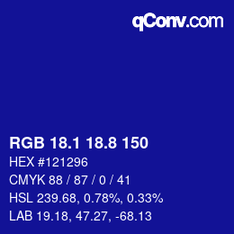 カラーコード: RGB 18.1 18.8 150 | qconv.com