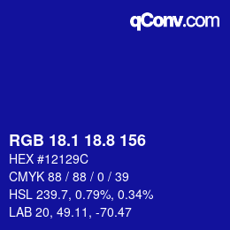 カラーコード: RGB 18.1 18.8 156 | qconv.com