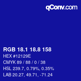 カラーコード: RGB 18.1 18.8 158 | qconv.com