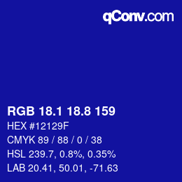カラーコード: RGB 18.1 18.8 159 | qconv.com
