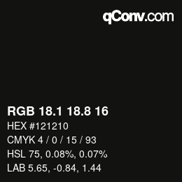 Color code: RGB 18.1 18.8 16 | qconv.com