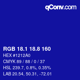 カラーコード: RGB 18.1 18.8 160 | qconv.com