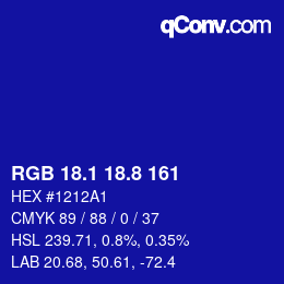 カラーコード: RGB 18.1 18.8 161 | qconv.com