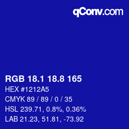カラーコード: RGB 18.1 18.8 165 | qconv.com