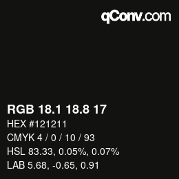 Color code: RGB 18.1 18.8 17 | qconv.com