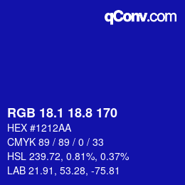 カラーコード: RGB 18.1 18.8 170 | qconv.com