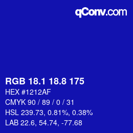 カラーコード: RGB 18.1 18.8 175 | qconv.com
