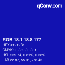 カラーコード: RGB 18.1 18.8 177 | qconv.com