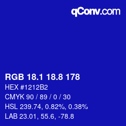 カラーコード: RGB 18.1 18.8 178 | qconv.com