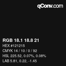 Color code: RGB 18.1 18.8 21 | qconv.com