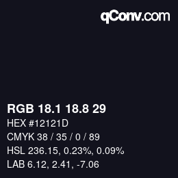 カラーコード: RGB 18.1 18.8 29 | qconv.com