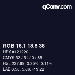 カラーコード: RGB 18.1 18.8 38 | qconv.com