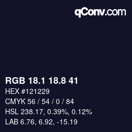 Color code: RGB 18.1 18.8 41 | qconv.com