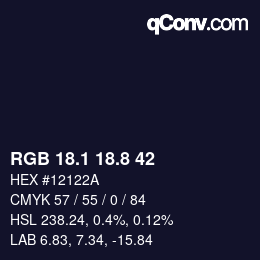 カラーコード: RGB 18.1 18.8 42 | qconv.com