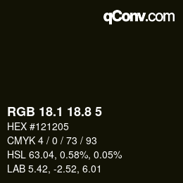 カラーコード: RGB 18.1 18.8 5 | qconv.com