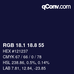 カラーコード: RGB 18.1 18.8 55 | qconv.com