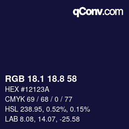 Color code: RGB 18.1 18.8 58 | qconv.com