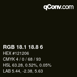 カラーコード: RGB 18.1 18.8 6 | qconv.com