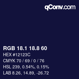Color code: RGB 18.1 18.8 60 | qconv.com