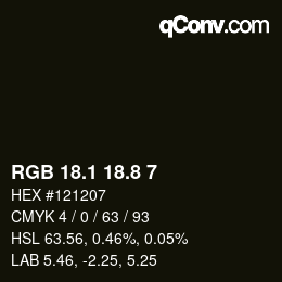 Color code: RGB 18.1 18.8 7 | qconv.com