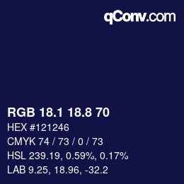 カラーコード: RGB 18.1 18.8 70 | qconv.com