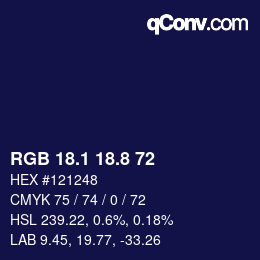 カラーコード: RGB 18.1 18.8 72 | qconv.com
