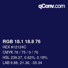 カラーコード: RGB 18.1 18.8 76 | qconv.com