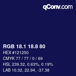 カラーコード: RGB 18.1 18.8 80 | qconv.com