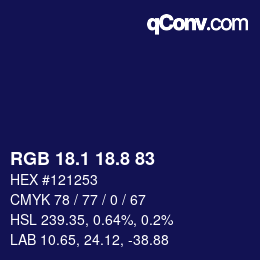 カラーコード: RGB 18.1 18.8 83 | qconv.com
