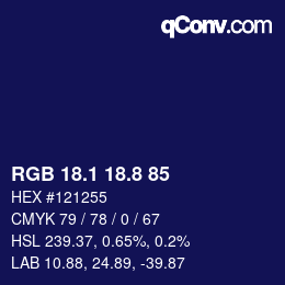カラーコード: RGB 18.1 18.8 85 | qconv.com
