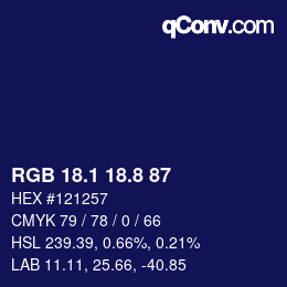 カラーコード: RGB 18.1 18.8 87 | qconv.com