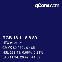 カラーコード: RGB 18.1 18.8 89 | qconv.com