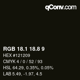 カラーコード: RGB 18.1 18.8 9 | qconv.com